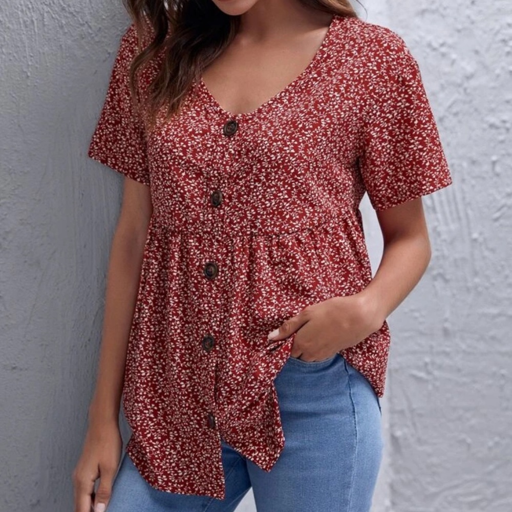 Polka dot flowy Babydoll blouse